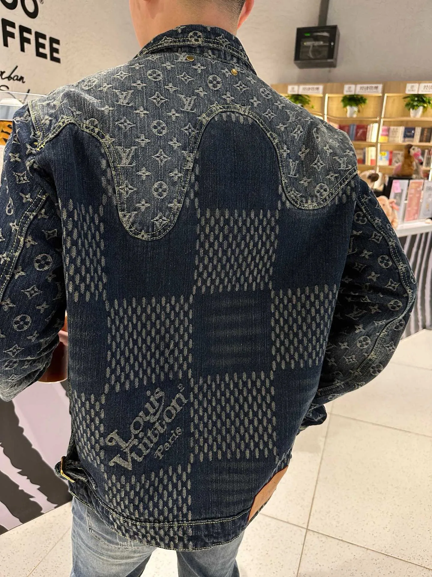 Louis Vuitton/Louis Vuitton Classic checkerboard washed denim jacket jacket